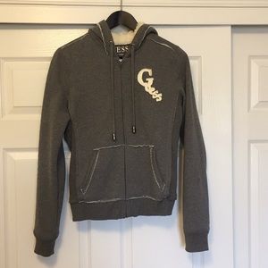 Guess Fur Zip up Sweater